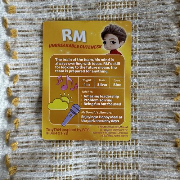 McDonald’s 2025 Tiny Tan BTS #8 RM Happy Meal Figure Encore Edition - Picture 4 of 4